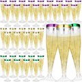 Jingmore 36 Pcs Plastic Champagne Flutes 4.5 oz Clear Disposable Wine Glasses Cocktail Cup Champagne Glass for Wedding Graduation Summer Party Favor Mimosa Bar Supplies (Purple,Green)