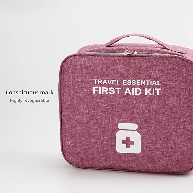 TOPASION First Aid Bags Empty, Travel Medicine Bag, Medical Supplies Organizer Bag, Portable Kit for Traveling, Car, Home, Camping, Office, Hiking, Outdoor (Cationic Purple)