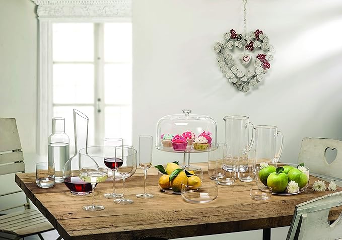 Luigi Bormioli Sublime 34 oz Glass Carafe with Cork Stopper – 10.4" Lead-Free Crystal Wine Decanter for Water & Wine – Elegant Serving Bottle, Clear Glass Serveware, Made in Italy