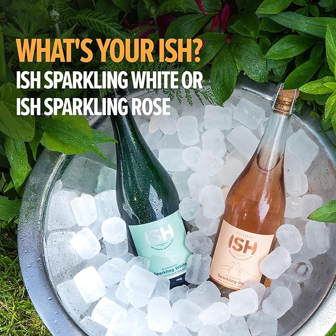 Chateau del ISH Sparkling Non Alcoholic White, Award Winning Non-Alcoholic Wine and Champagne, Gluten Free, Low Calorie, Zero Proof with Dealcoholized Pinot Blanc and Silvaner Grapes, 750 ml Bottle