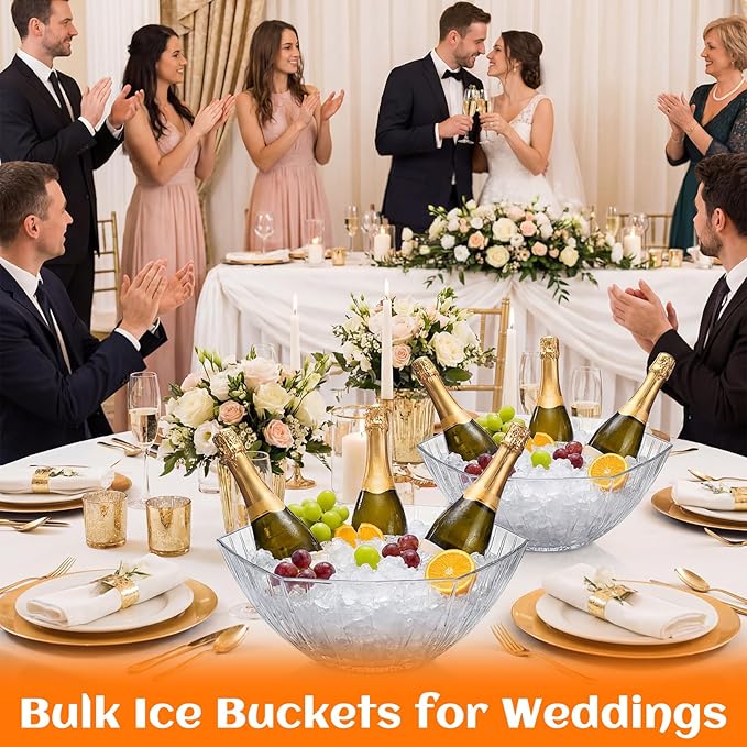 Novabright 6 Pcs 3L Ice Buckets for Parties with Scoops and Tongs Acrylic Champagne Beer Chiller Tub Beverage Wine Bucket for Mimosa Cocktail Bar, Chiller Bin and Events