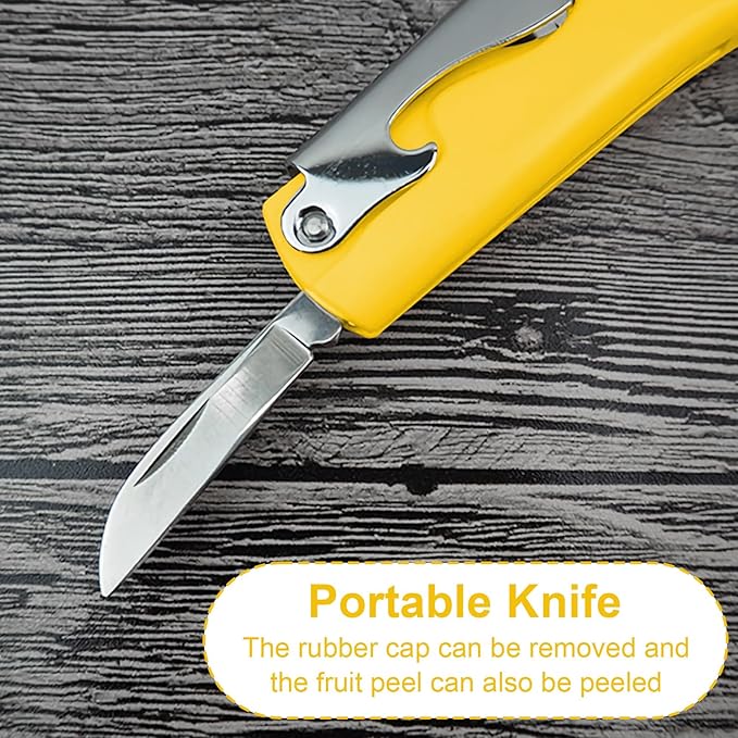 Stainless Steel Wine Key with Foil Cutter:Waiters Corkscrew Opener Beer Bottle Opener (Yellow)