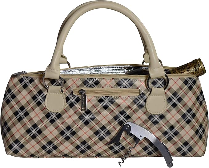 Primeware Wine Clutch Bag Thermal Insulated Wine Carrier Tote Holds Red and White Wine 750 Milliliter Bottle Includes Portable Waiter Style Corkscrew