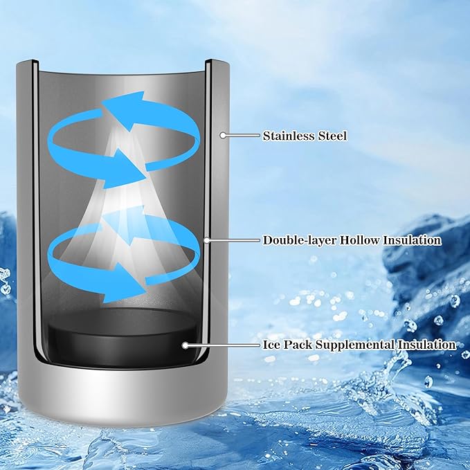 Wine Bottle Chiller, Stainless Steel Wine Cooler Bucket with Ice Pack White Wine Bottle and Champagne, Perfect Wine Accessories for Wine Lovers
