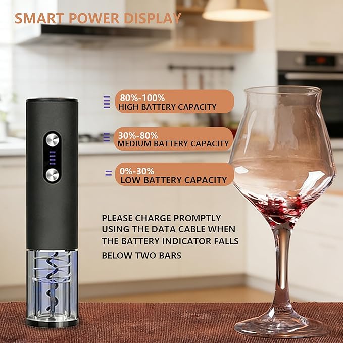 Rechargeable Electric Wine Opener 7-in-1 Gift Set, Automatic Wine Bottle Opener with Charging Base, Foil Cutter, Aerator Pourer & 2 Vacuum Stoppers for Wine Lovers