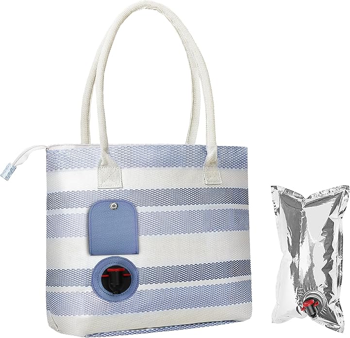 Tirrinia Wine Tote Bag, Beach Cooler for Travel Gift, Drink Purse Travel Bag with Spout for Picnic, BYOB, Party, Dinner, Pool