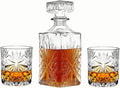 Whiskey Decanter Set,800ML Elegant Liquor Carafe with Ornate Glass Stopper and 2 Matching Whisky Tumblers–Whisky,Scotch, Liquor, Wine, Bourbon, Gin, Rum, Tequila, Vodka and Brandy (Blossom Style)
