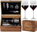 Engagement & Bridal Shower Gifts for Fiancé and Fiancée, Engraved Fiancé Fiancée Wine Glasses with 5-Piece Wine Accessory Kit (Fiance/Fiancee)