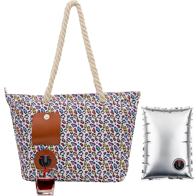 CORK & VINE Wine Tote Bag, Insulated Leakproof Wine Cooler Bag with Nautical Rope Strap | 3x 1.5 Liters Beverage Bag Included