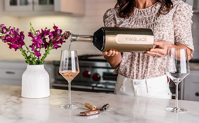 Vinglacé Wine Bottle Chiller- Portable Champagne Insulator- Stainless Steel Wine Cooler Sleeve - Keeps Wine Cold (Copper)