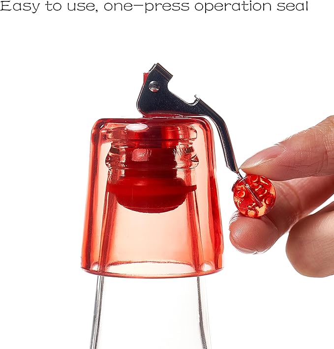 Wine Bottle Stoppers 2-Pack, Airtight Reusable Silicone Sealer for Red/White/Rosé Bottles, One-Press Leak-Proof (White)