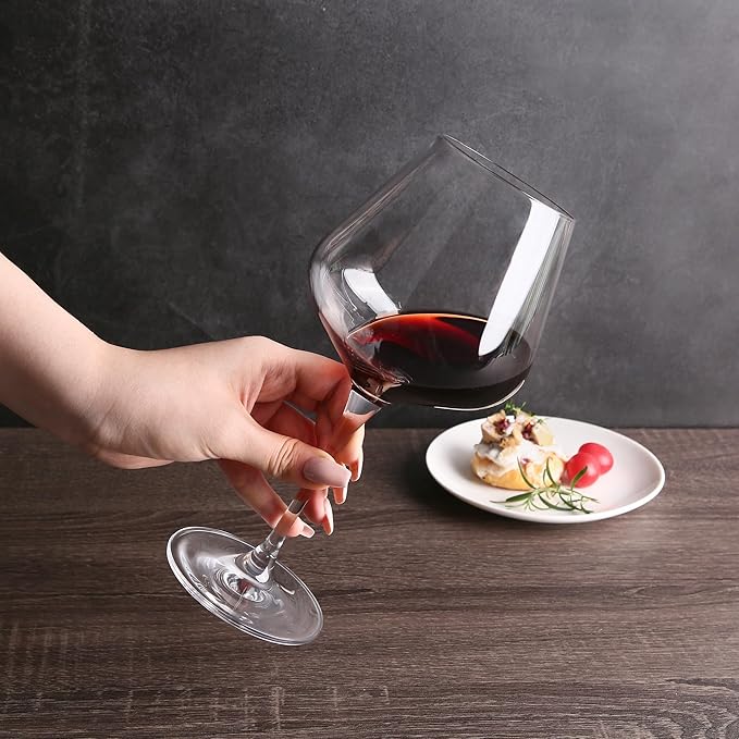 Red Wine Glasses, Set of 2 Crystal Wine Glasses, 23 OZ Burgundy Wine Glasses, Housewarming/Wedding Gifts