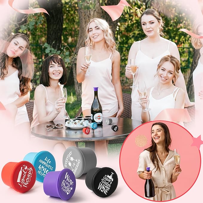 10Pcs Wine Stoppers Gift Set Funny Silicone Bottle Covers Reusable Beverage Corks Strong Sealing Keep Wine Fresh Lady Man Liquor Accessories for Outdoor Picnics Weddings Barbecues Parties