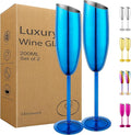 Champagne Flutes Set of 2, Premiumty Stainless Steel High Footed Champagne Glasses, 7oz Capacity,Unbreakable Slanted Champagne Glasses