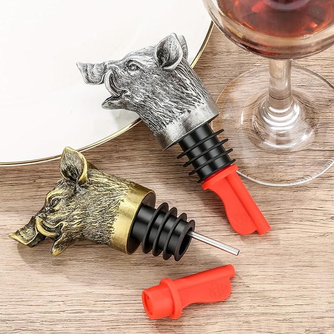 Wild Boar Head 2-In-1 Wine Aerator Bottle Pourer and Stopper for Men Women, Hunting Gifts for Hunters, Liquor Bottle Pourers Spout for Alcohol Spirits, Wine Gifts Accessories