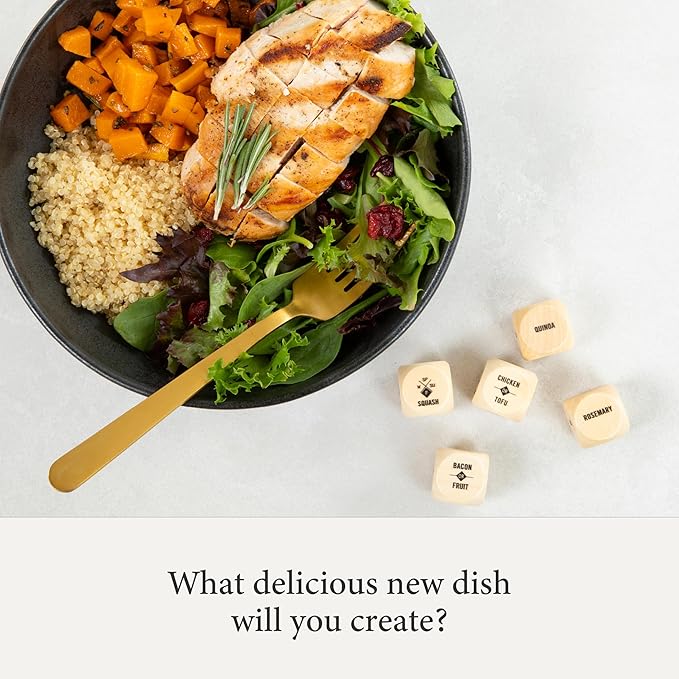 Two Tumbleweeds Foodie Dice - Set of 9 Dice to Inspire Creative, Seasonal Meals with Take Out Die - Unique Cooking Gift
