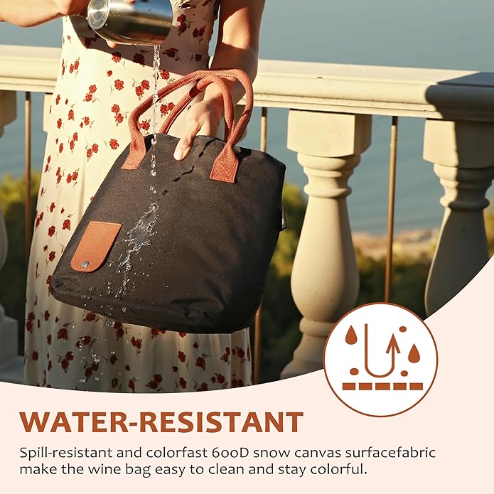 Tirrinia Wine Tote Bag, Beach Cooler for Travel Gift, Drink Purse Travel Bag with Spout for Picnic, BYOB, Party, Dinner, Pool