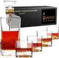 LIITON The American Peaks Whiskey Decanter Set – 34oz Mountain Crystal Glass Decanter with 4 Old Fashioned Glasses – Premium Gift for Men – Bourbon, Scotch, and Liquor Lovers
