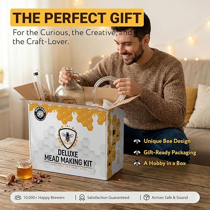 Complete Mead Making Kit for Beginners with Premium Yeast and Ingredients – Home Brewing Starter Kit – Includes 1 Gallon Carboy - Alcohol Hydrometer – Auto Siphon – Airlock - How to Guide