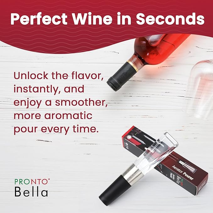 Wine Aerator and Pourer for Enhanced Flavor, Refined Aroma, Smooth Rich Finish, Travel Friendly, Affordable Valentines day Gift for Women/Friend/Wine Lover |Clear, No Drip and Stainless Steel Design