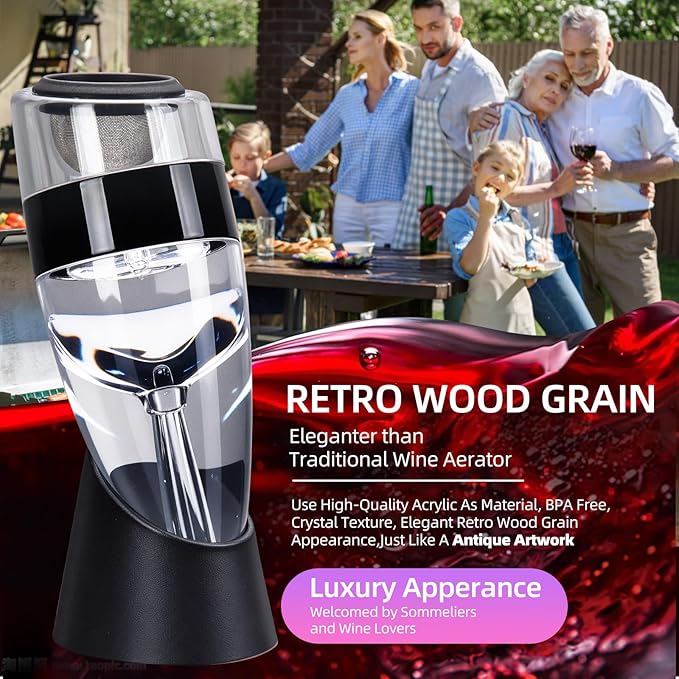 D&Slifei Wine Aerator Pourer and Decanter with Unique Aeration Device Quickly Enhances Wine Flavors with Smoother Finish,Best Gifts for Wine Lovers and Sommeliers (Black)