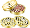 Jingmore Communion Ware 3 Holy Wine Serving Trays with 1 Cover Stainless Steel Communion Supplies Silver Trays for Churches Holy Ware Sets (Gold)