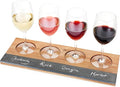 Twine Wine Flight Board with Slate Chalkboard & Acacia Wood Tray, Holds 4 Glasses, Includes Soapstone Chalk, Perfect for Wine Tasting Parties, Housewarming, Hosting Essentials
