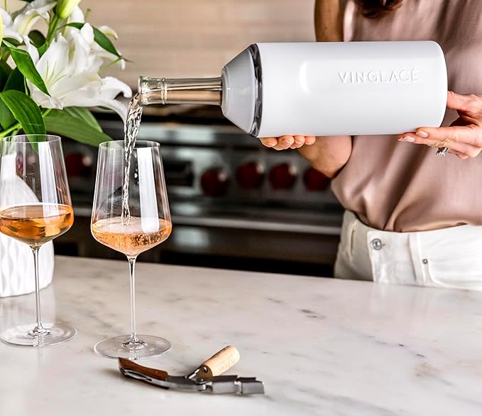 Vinglacé Wine Bottle Chiller- Portable Champagne Insulator- Stainless Steel Wine Cooler Sleeve - Keeps Wine Cold (Sand)