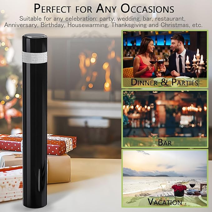 Mini Wine Opener | Travel Portable Pocket Air Pressure Pump Wine Bottle Opener | Silver Metal 7S Quick Bottle Opening | For Home, Restaurant, Party, Wine Lovers
