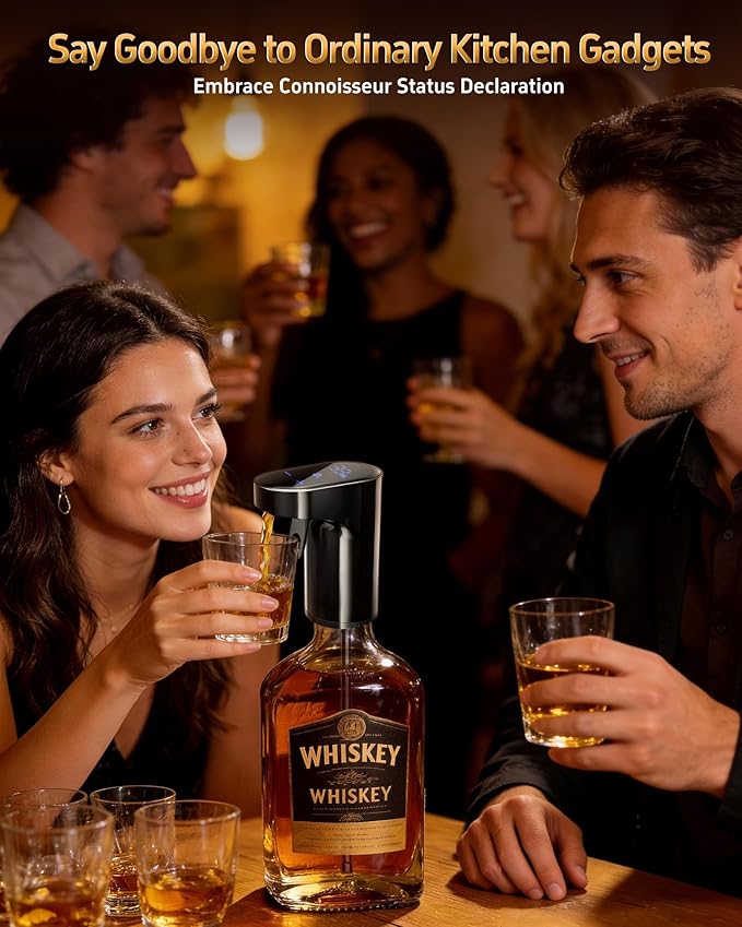 Fathers Day Gift | World Cup Viewing Party Supplies,Electric Whiskey & Cocktail Dispenser-Smart Pouring, Adjustable 1‑999ml Dosing, Rechargeable Battery, Ideal for Home Bars & Enthusiasts (Black)