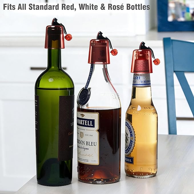 Wine Stopper 2Pack–Airtight Seal Keeps Wine Fresh for Up to 10 Days, Reusable Leakproof Bottle Stoppers for Red/White/Rosé Standard Bottles, Ideal Wine Saver Gift Set for Home, Bar&Party, White
