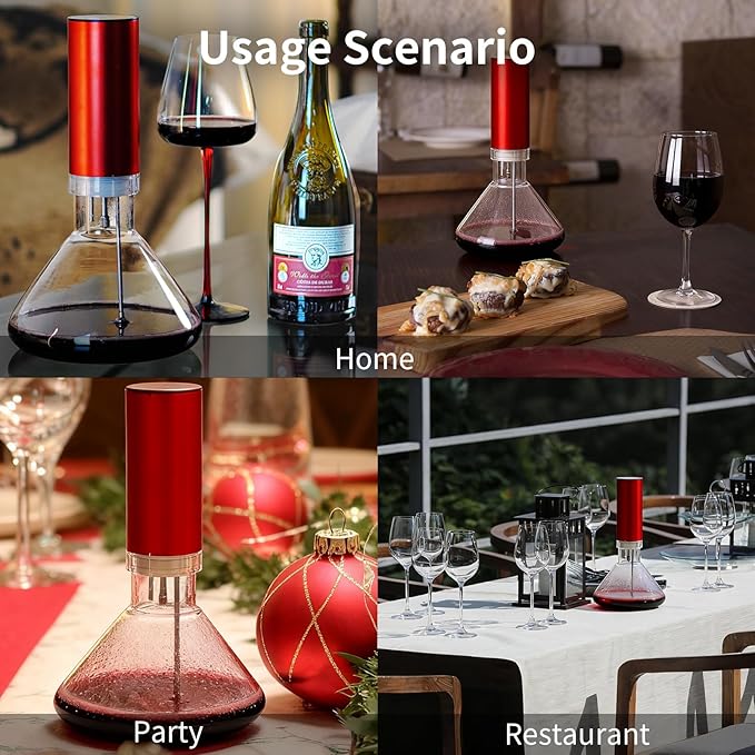 Fogland Electric Wine Decanter 1500ML(50oz), 3/5/10Min Fast Decant, Fine Mist Oxygen Infusion Wine Enhancer, Smart Touch Control, Frosted Aluminum Alloy（Red）