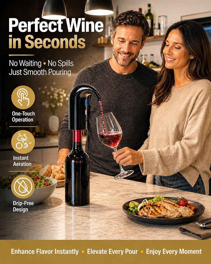 Electric Wine Aerator, Wine Decanter Pump Dispenser Gifts Set,Automatic Wine Aerator Pourer Spout. Wine Dispenser Pump Wine Accessories, Perfect Dad Gifts