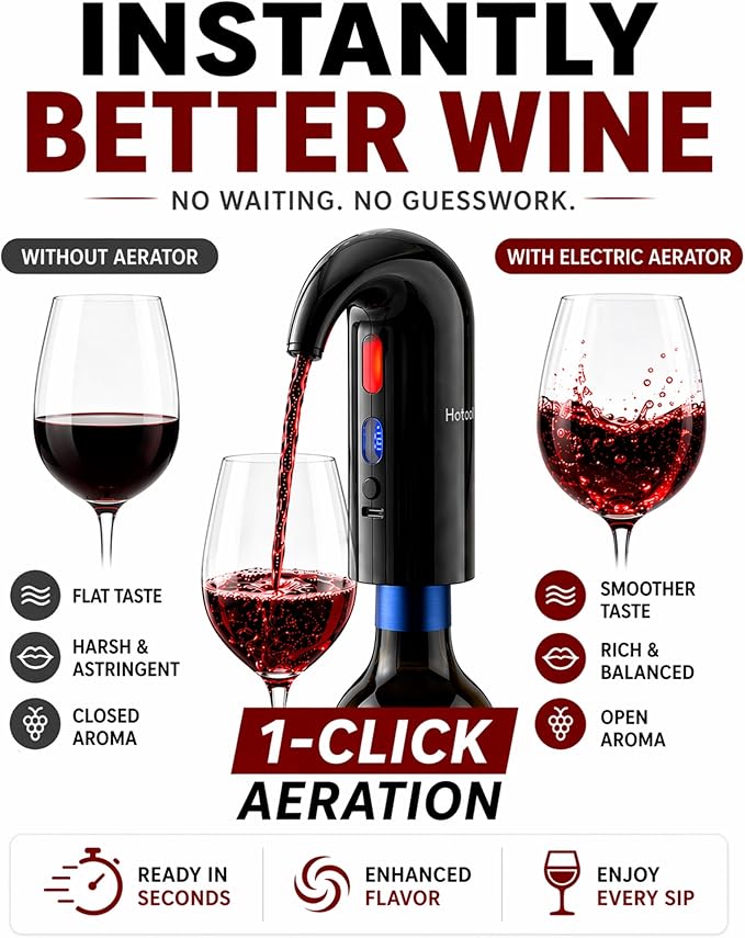 Electric Wine Aerator, Wine Decanter Pump Dispenser Gifts Set,Automatic Wine Aerator Pourer Spout. Wine Dispenser Pump Wine Accessories, Perfect Dad Gifts