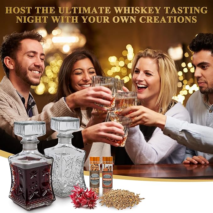 Whiskey Infusion Kit, DIY Alcohol Making Kit for Infusing Bourbon, Rye, Gin, Vodka, Tequila, Rum with Custom Botanicals, Perfect Alcohol Infusion Kits Whiskey Gifts for Men, Dad, Husband
