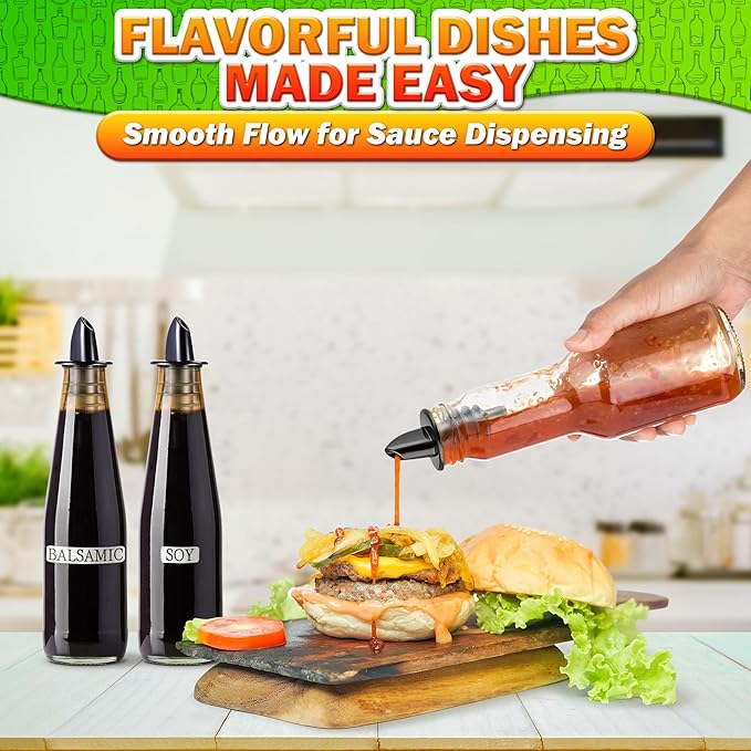 12 Pack Liquor Pour Spout Free Flow Pourers Leak-Proof Pour Spout Classic Bottle Pourers for Alcohol Plastic Liquor Bottle Pourer Set for Snow Cone Syrup Bottles
