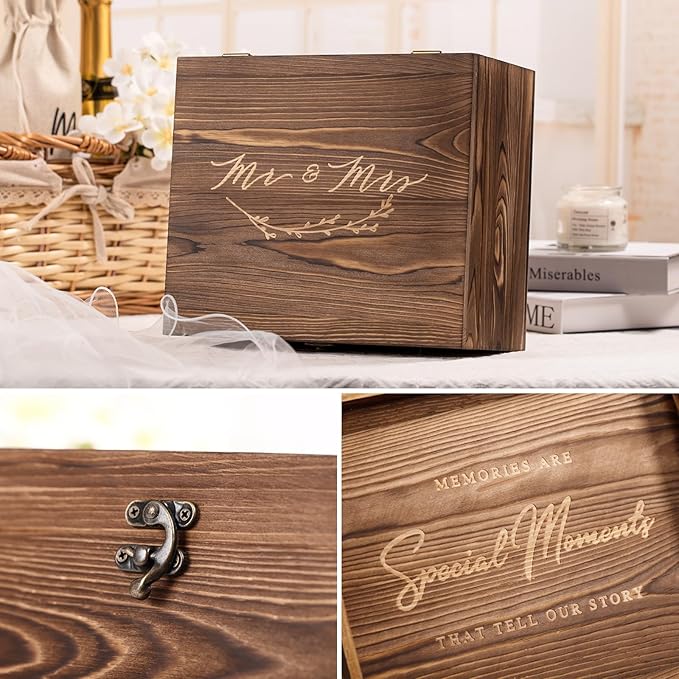 2026 Mr & Mrs Wine Glasses Gift Set with Memory Box,Wine Bag, Greeting Card – Engagement, Wedding & Newlywed Gifts for Couples, Just Engaged Gifts for Women