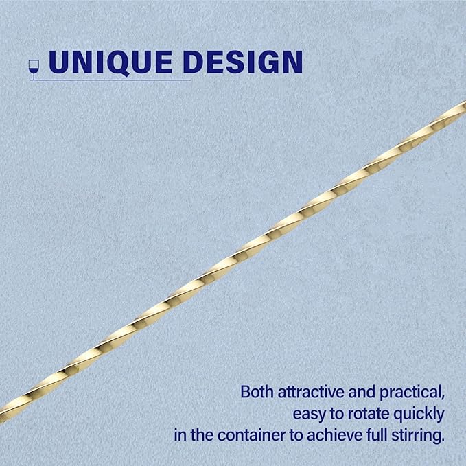 2 Pcs 12 Inches Bar Spoon, Long Handle Mixing Stirrers for Drink, Briout Stainless Steel Bar Cocktail Shaker Spoon, Gold