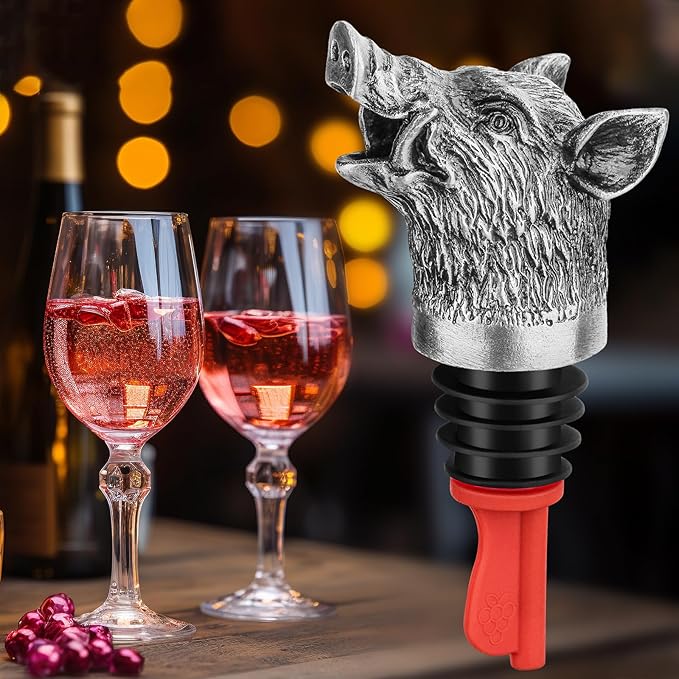Wild Boar Head 2-in-1 Wine Aerator Bottle Pourer and Stopper for Men Women, Hunting Gifts for Hunters, Liquor Bottle Pourers Spout for Alcohol Spirits, Wine Saver Gifts Accessories