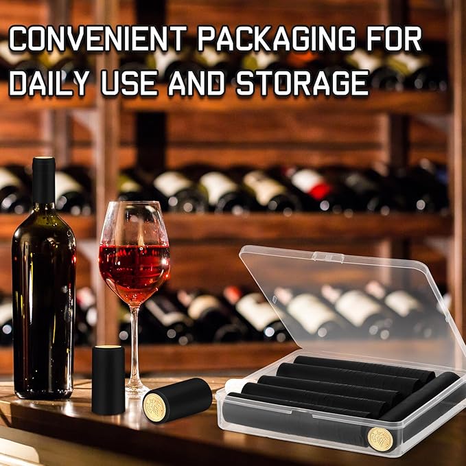 Maxdot 120 Count PVC Heat Shrink Capsules with Storage Box Wine Bottle Sealer for Cruise Shrink Wrap Bottle Corks Capsules for Professional Making Wine Cellars and Home(Black)