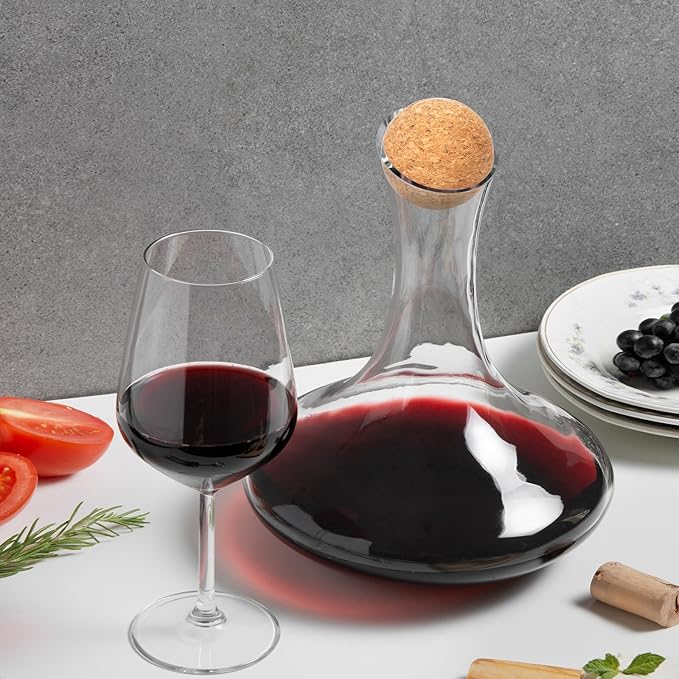 2.4inch Wine Cork Ball Wooden Cork Ball Stopper for Wine, Glass Decanter Stopper 2 Pieces, Decanter Stopper Replacement for Wine Carafe Decanter Bottle Replacement