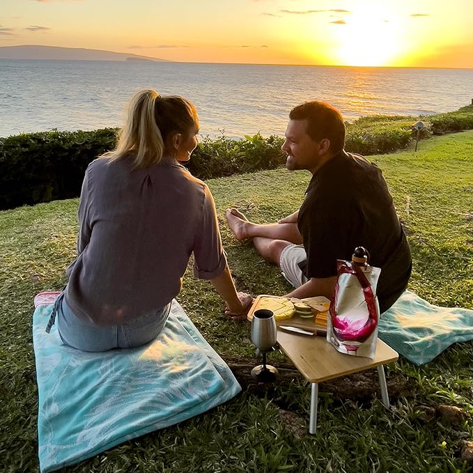 GSI Outdoors Gourmet Picnic Set, 2 Person Portable Camping & Wine Dining Travel Kit with Table, Glasses, Food Containers & Case