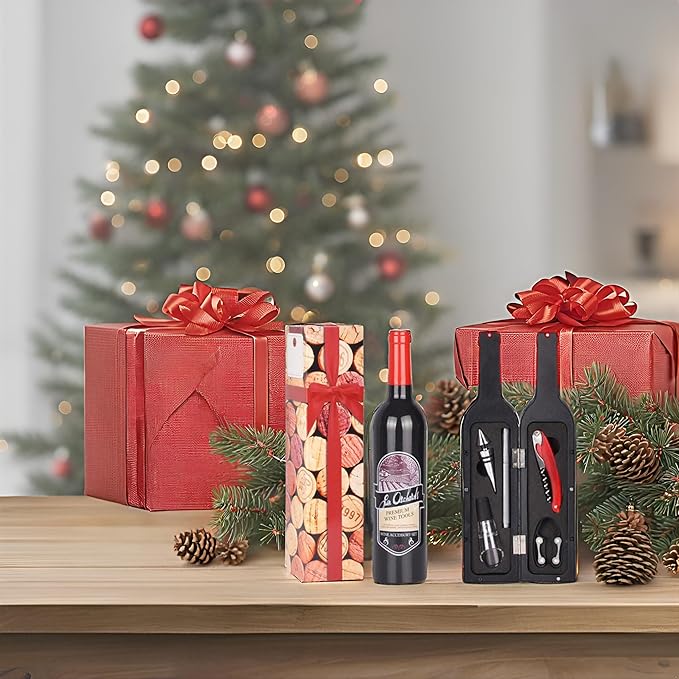 Solaris Wine Accessories Gift Set, 5-Piece Deluxe Corkscrew Opener with Elegant Accessories Box - Perfect Party Gift for Wine Lovers, Elegant Gift for Her