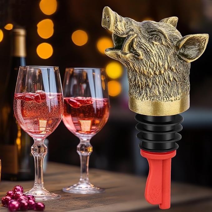 Wild Boar Head 2-In-1 Wine Aerator Bottle Pourer and Stopper for Men Women, Hunting Gifts for Hunters, Liquor Bottle Pourers Spout for Alcohol Spirits, Wine Gifts Accessories