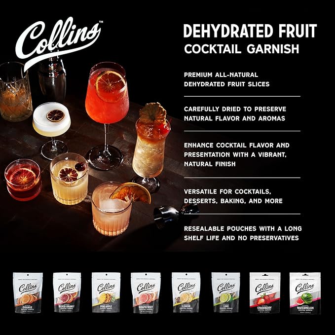 Collins Dehydrated Grapefruit Cocktail Garnish Slices, 1.3 oz – Ideal for Palomas, Gin & Tonics, Mocktails & Culinary Creations – Premium Drink & Food Garnish – 1.3 oz