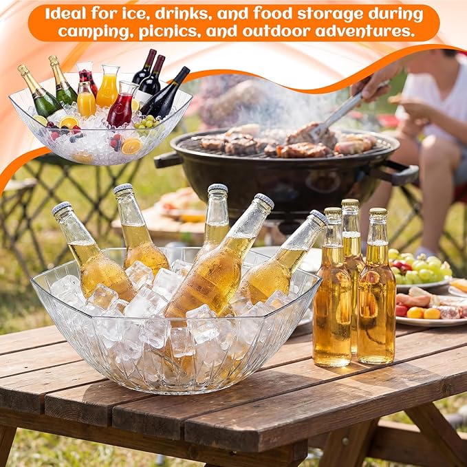 Novabright 6 Pcs 3L Ice Buckets for Parties with Scoops and Tongs Acrylic Champagne Beer Chiller Tub Beverage Wine Bucket for Mimosa Cocktail Bar, Chiller Bin and Events