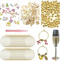 50 Sets Wine Glass Charms, Wine Charms for Stem Glasses, DIY Reusable Drink Markers for Weddings & Bachelorette with Alphabet Beads