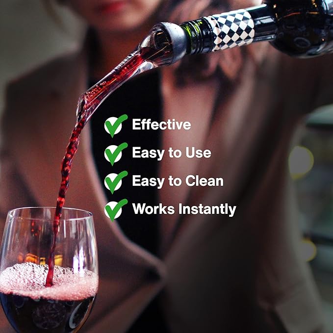 Wine Aerator Pourer (2 Pack, Silver and Black) by Vintorio