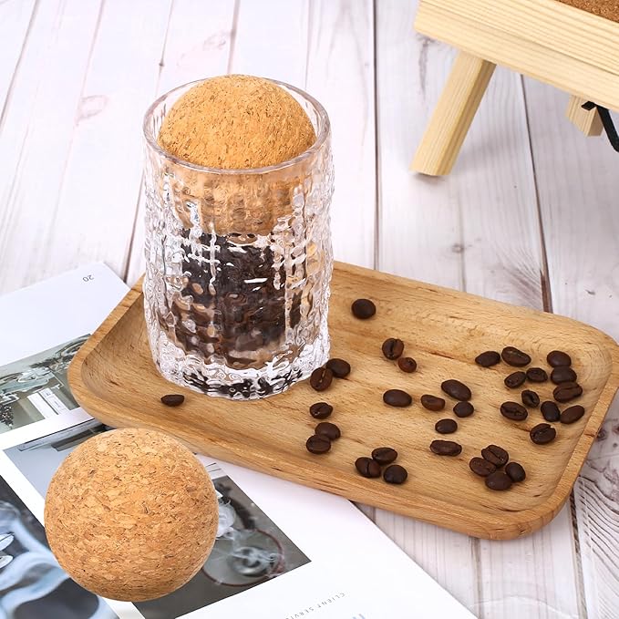 2.4inch Wine Cork Ball Wooden Cork Ball Stopper for Wine, Glass Decanter Stopper 2 Pieces, Decanter Stopper Replacement for Wine Carafe Decanter Bottle Replacement