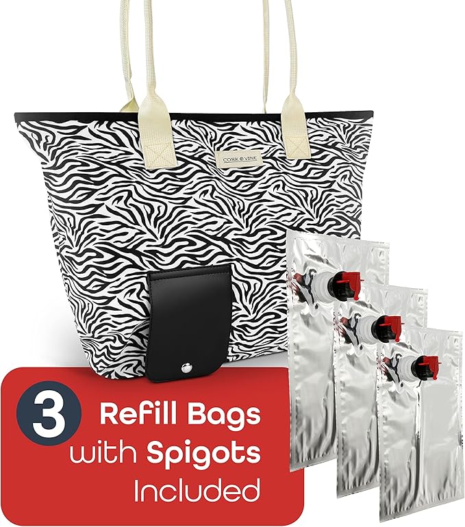 CORK & VINE Wine Tote Bag, Insulated Leakproof Wine Cooler Bag with Nautical Rope Strap | 3x 1.5 Liters Beverage Bag Included